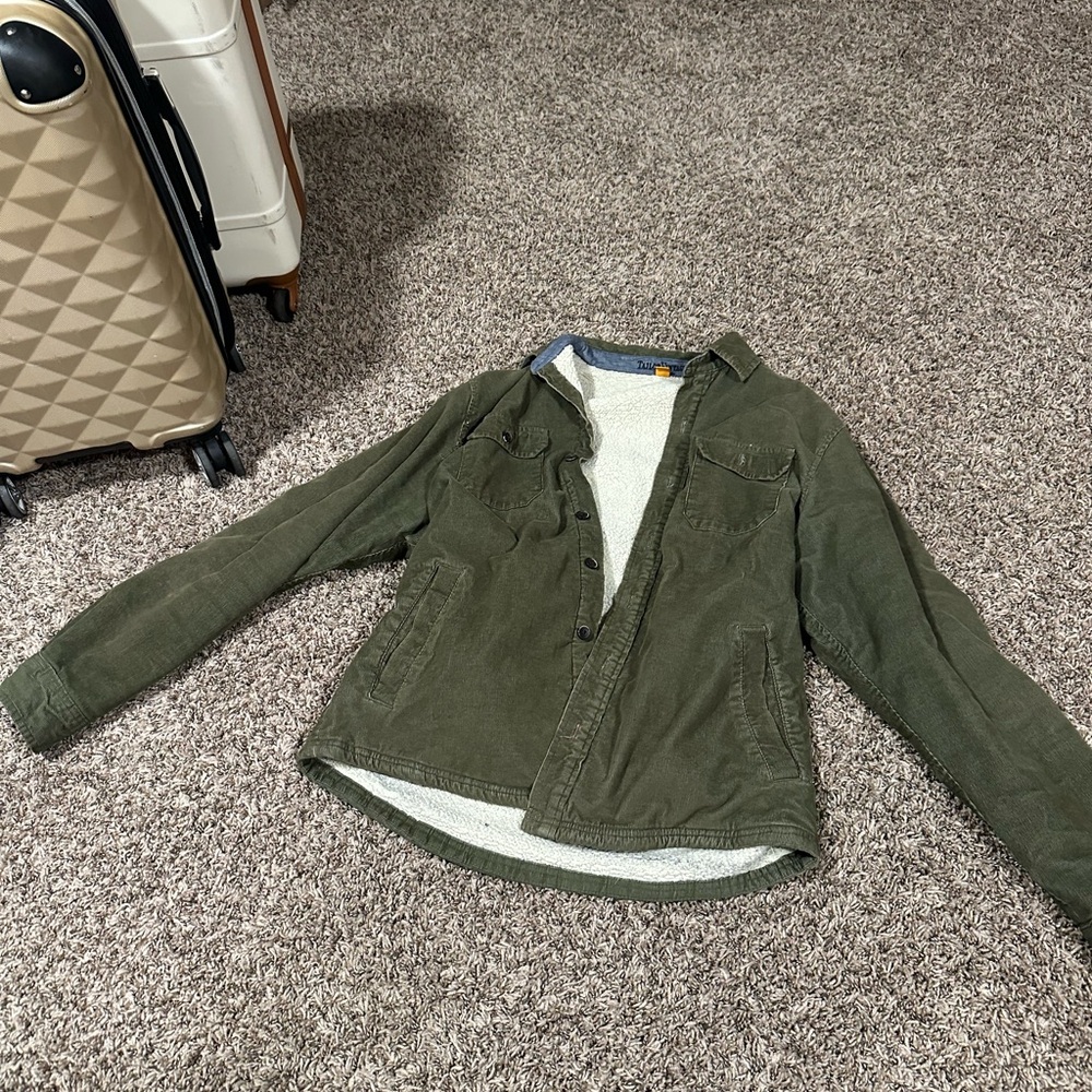 Tailor Vintage Olive Green Sherpa-Lined Bomber Jacket